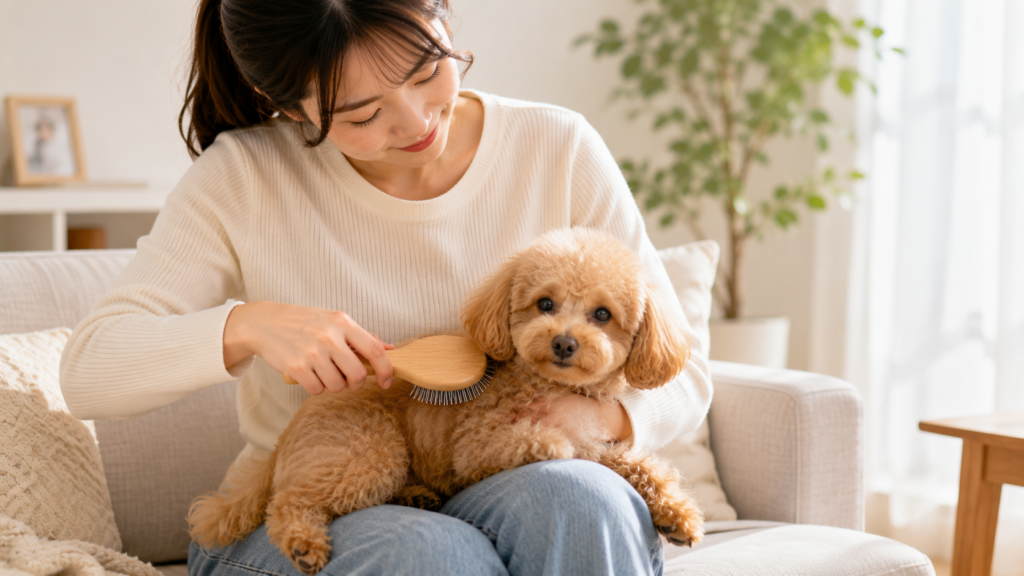 care-brushguide-03 | DOG-NAVI 犬を優しくブラッシングする飼い主